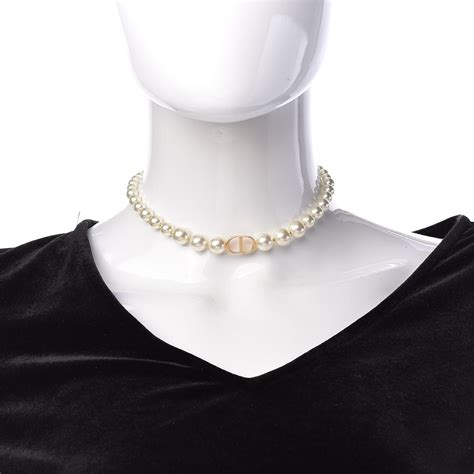 dior pearl necklace|christian dior pearl choker necklace.